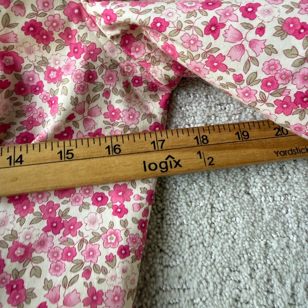 Amanda Uprichard Natasha Blouse Women L Pink Floral Puff Sleeve Peplum Smocked - Picture 9 of 12